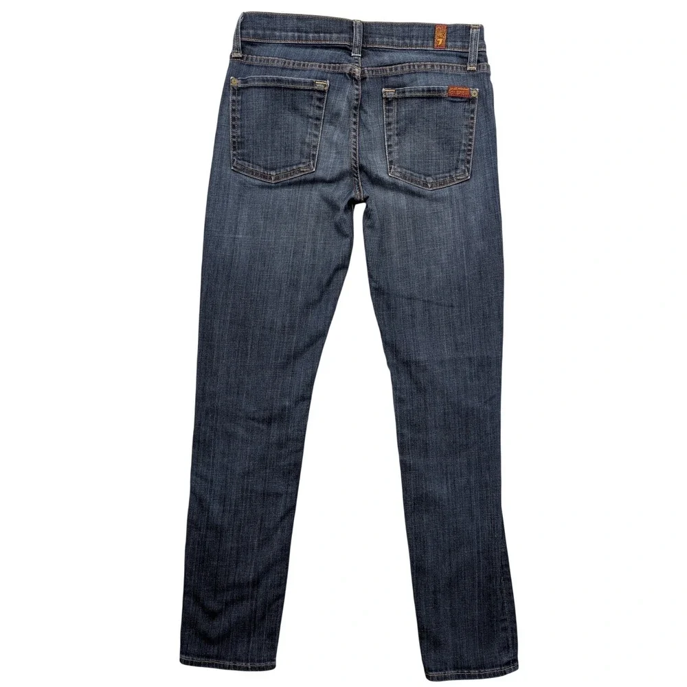 7 For All Mankind The Slim Cigarette Jeans Womens 27 Dark Wash Blue Excellent - Picture 3 of 15